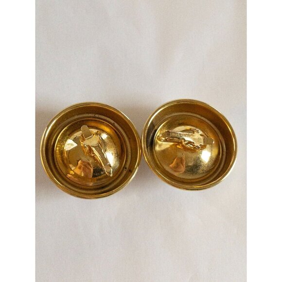 Vintage Trifari Gold & Cream Dome Clip-On Earrings - Picture 8 of 8